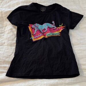 Maczoo x MGM glam Las Vegas sequin black tshirt, womens 2/S
